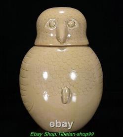 9 Old Chinese Dynasty Yue Kiln Porcelain Palace owl Bird Head Crock Pot Jar