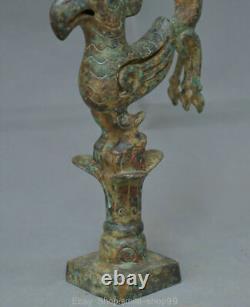 9 Rare Old Chinese Bronze Ware Dynasty Palace Phoenix Bird Beast Zun Statue