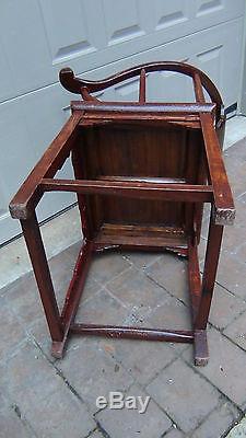 ANTIQUE 18c CHINESE CAMPHOR WOOD HAND CARVED ORNAMENTAL HORSESHOE ARMCHAIR