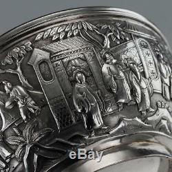 ANTIQUE 19thC CHINESE EXPORT SOLID SILVER BOWL, WANG HING c. 1880
