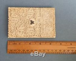 ANTIQUE CARVED CHINESE CANTON CARD CASE fine carving bovine bone