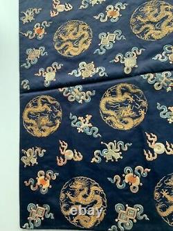 ANTIQUE CHINESE CHINA MANDARIN QING SILK EMBROIDERY TEXTILE DRAGONS 19th C