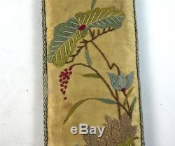 ANTIQUE CHINESE QING DYNASTY SILK FAN HOLDER CASE EMBROIDERY b