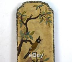 ANTIQUE CHINESE QING DYNASTY SILK FAN HOLDER CASE EMBROIDERY b