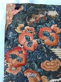 ANTIQUE CHINESE RANK BADGE -Just Found- EMBROIDERY PANEL WITH AUSPICIOUS SYMBOLS