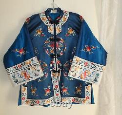 AS IS Lily -Sz S Vintage 1960s 70s Silk Chinese Embroidered Kimono Coat Jacket