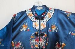 AS IS Lily -Sz S Vintage 1960s 70s Silk Chinese Embroidered Kimono Coat Jacket