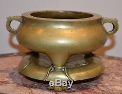 A 16th/17th century Chinese bronze censer on stand Xuande Ming mark and period