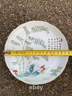 A Antique Chinese Bamboo Plate w Tongzhi Mark and Period in Porcelain