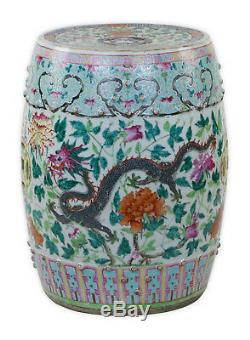 A Big Chinese Antique Famille Rose Porcelain Stool
