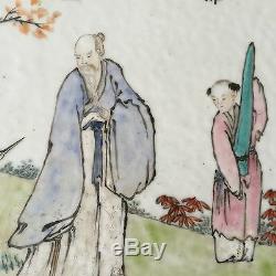 A Chinese Porcelain Plaque Qianjiang Scholar with Boy