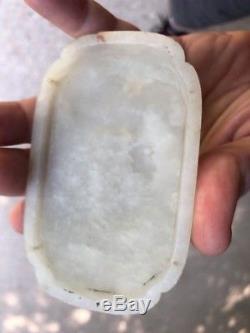 A+ Chinese Qing Era Carved White Jade Buddhas Hand Citron Fruit Relief Plaque