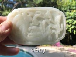 A+ Chinese Qing Era Carved White Jade Buddhas Hand Citron Fruit Relief Plaque