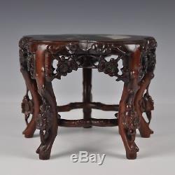 A Fine Carved Chinese Wooden And Marble Miniature Table Or Stand 20th Century