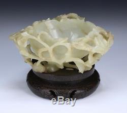 A Fine Chinese Antique White Nephrite Jade Brush Washer, Qing Dynasty