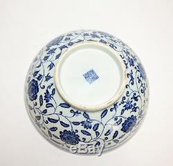 A Finely Painted Massive Chinese Blue and White Floral Porcelain Bowl