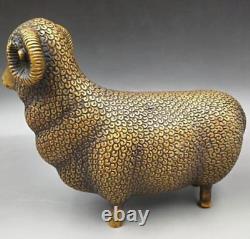 A Pair 5.9 Chinese Asian Antiques Pure Brass Sheep Statue Collection Decor Gift