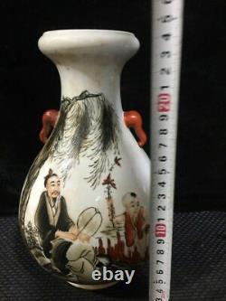A Pair Chinese Pastel Porcelain Hand Painted Exquisite Figures Story Vase 545