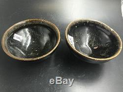 A Pair Of Chinese Northern Song Dynasty Black Pottery Bowls Tea Cups
