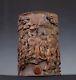 Amazing Rare Old Chinese High Relief Bamboo Hand Carving Figures Brush Pot Fa084