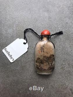 An Antique Chinese Signed Inside Painted Snuff Bottle Ex Sotheby's Label