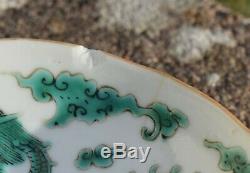 An antique Chinese Dragon saucer in famille verte Daoguang Mark & Period #4