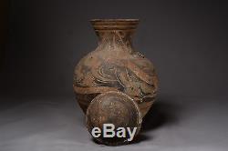 Ancient Chinese Han Dynasty Pottery Terracotta Hu Vase Vessel 206 BC