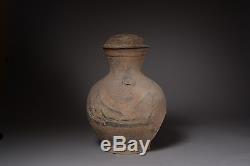 Ancient Chinese Han Dynasty Pottery Terracotta Hu Vase Vessel 206 BC