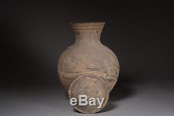 Ancient Chinese Han Dynasty Pottery Terracotta Hu Vase Vessel 206 BC