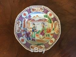Antique 18th century Chinese Export Porcelain Plate Bowl in Famille Rose Glaze