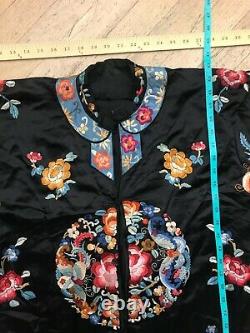 Antique 1920's Vintage Silk Chinese Embroidered Kimono Robe Jacket