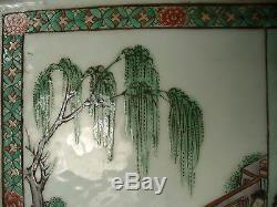 Antique 19C Chinese famille verte porcelain plaque tile 10.5
