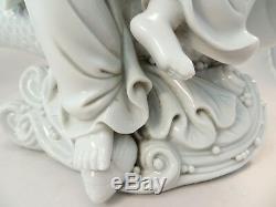 Antique 19th C. Porcelain Chinese Dehua Guanyin & Fish Statue Blanc de Chine 11