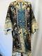 Antique 19th Century Navy Blue Chinese Robe With Embroidered Cuffs & Hem
