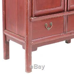 Antique Asian Chinese Red 45 Wide 77 Tall Noodle Wardrobe Wedding Cabinet