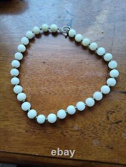 Antique Beautiful White Jadeite Jade Semi Translucent Necklace