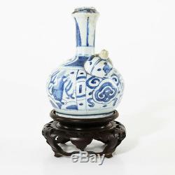 Antique Blue And White Chinese Ming Dynasty Wanli Period Kendi Porcelain