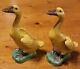 Antique Chinese Asian Mudman Mudmen Yellow Duck Bird Goose Pair Figurines