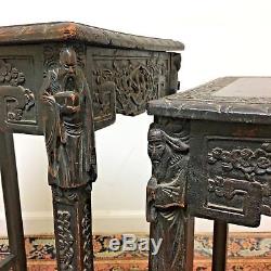 Antique Carved Chinese Nesting Tables