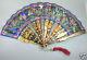 Antique China Chinese Handfan Brise Fan Mandarin Qing Gold 1000 Faces Lacquer