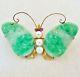 Antique Chinese 14k Gold Butterfly Brooch With Pearls & Green Jadeite Jade (10.4g)