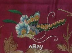 Antique Chinese 80 x 76 CM EMBROIDERED Hanging Silk Panel 19th Century