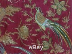 Antique Chinese 80 x 76 CM EMBROIDERED Hanging Silk Panel 19th Century