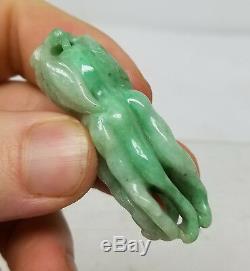 Antique Chinese Apple Green Jadeite Jade Buddha Hand Citron Carving Fruit