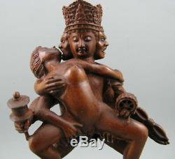 Antique Chinese Boxwood Hand Carving Big Buddha Statue Figure Home Decoration