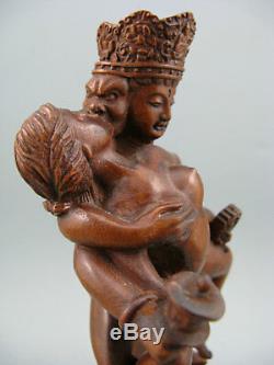Antique Chinese Boxwood Hand Carving Big Buddha Statue Figure Home Decoration
