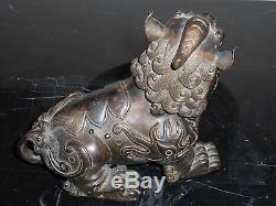 Antique Chinese Bronze Foo Dog Incense Burner Censer
