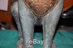 Antique Chinese Cambodia Asian Khmer Lion Foo Dog-Bronze Metal-Large-Buddhist