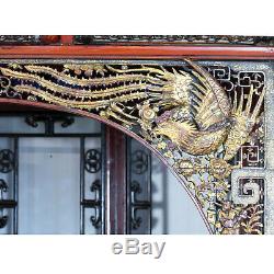 Antique Chinese Canopy Wedding Opium Bed Intricately Carved, Full Size