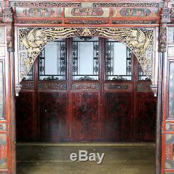 Antique Chinese Canopy Wedding Opium Bed Intricately Carved, Full Size